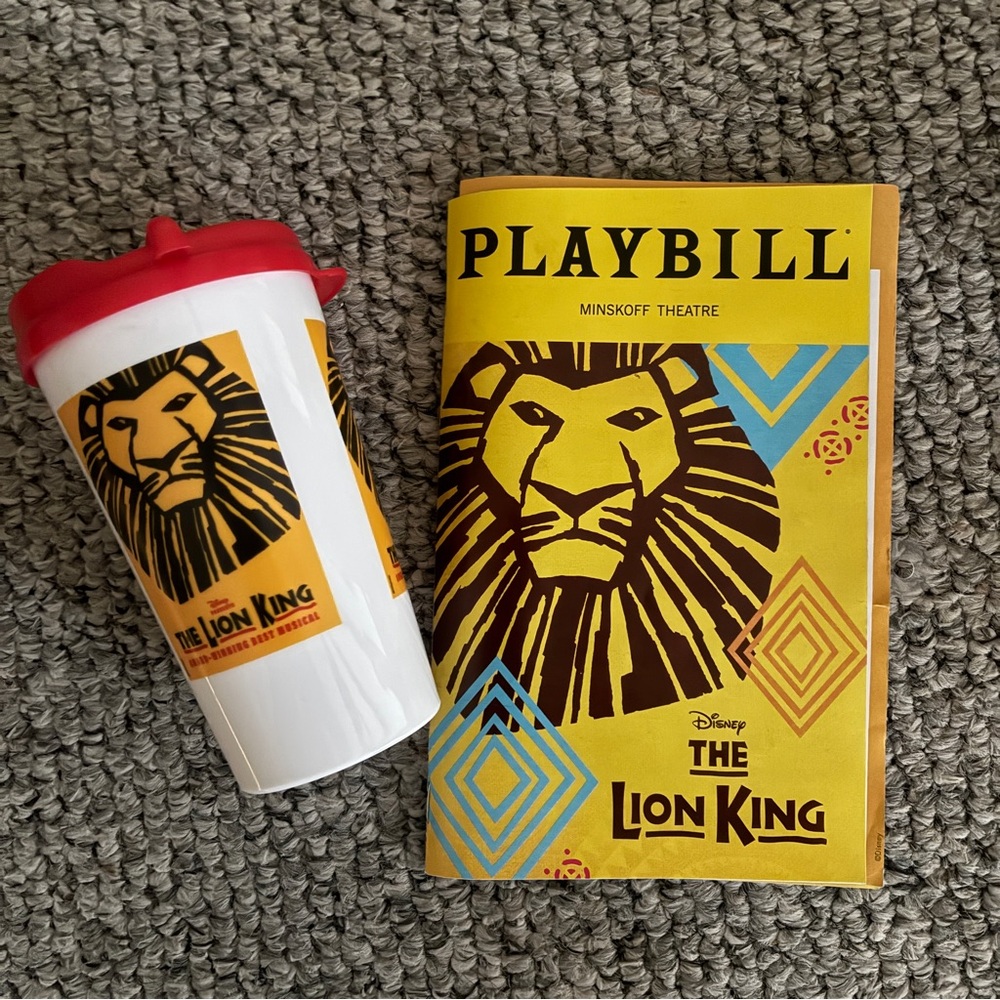 Lion King Playbill + Souvenir Drinking Travel Cup Disney Broadway Musical